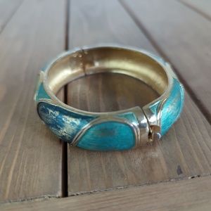 SIGNED KRAMER Vintage Clamper Turquoise Bracelet